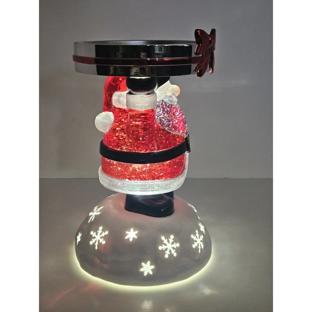 Bath & Body Works 2022 Santa Claus Light Up Water Globe 3 Wick Candle Holder